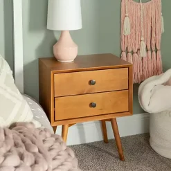 Kirklands Home Caramel Mid-Century Nightstand Brown Hot