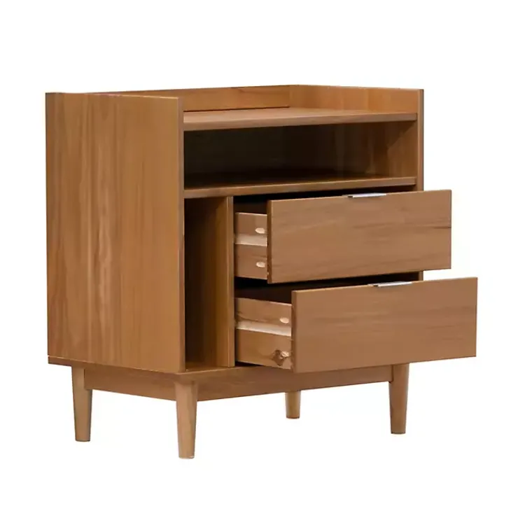 Kirklands Home Caramel Pine 2-Drawer Nightstand Brown Discount