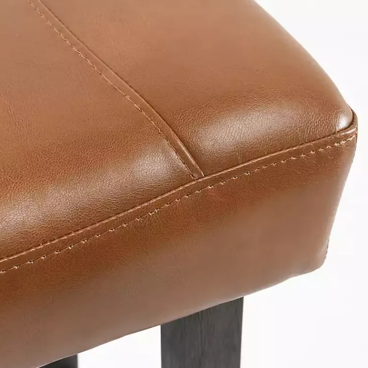 Kirklands Home Caramel Wood and Faux Leather Backless Stool Brown Hot