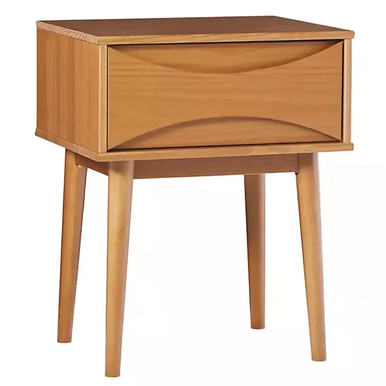 Kirklands Home Caramel Wood Mid-Century Modern Nightsd Tan Clearance
