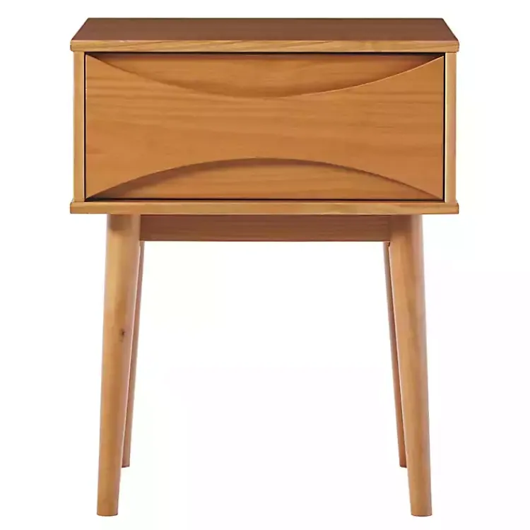 Kirklands Home Caramel Wood Mid-Century Modern Nightsd Tan Clearance