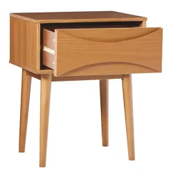 Kirklands Home Caramel Wood Mid-Century Modern Nightsd Tan Clearance
