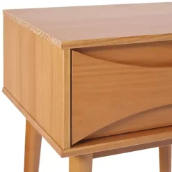 Kirklands Home Caramel Wood Mid-Century Modern Nightsd Tan Clearance