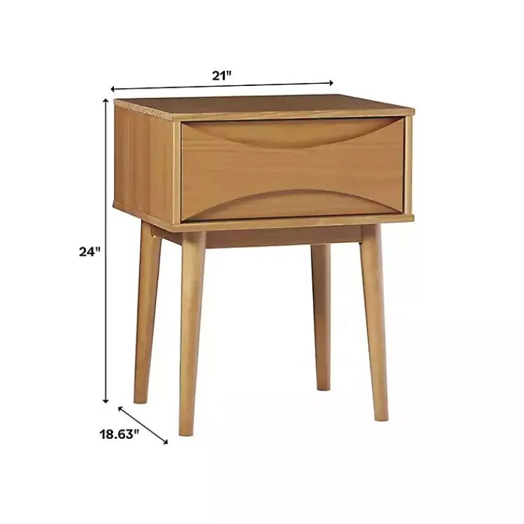 Kirklands Home Caramel Wood Mid-Century Modern Nightsd Tan Clearance