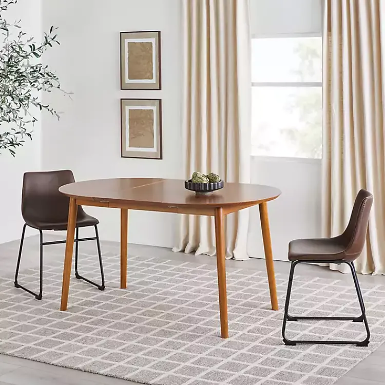 Kirklands Home Caramel Wood Oval Dining Table with Leaf Tan Best