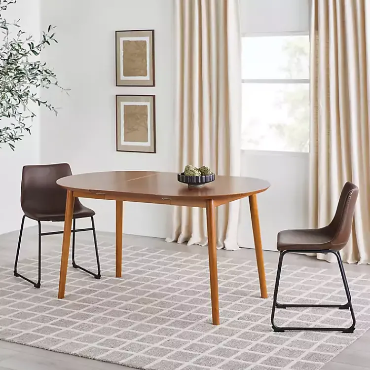 Kirklands Home Caramel Wood Oval Dining Table with Leaf Tan Best