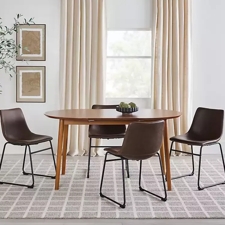 Kirklands Home Caramel Wood Oval Dining Table with Leaf Tan Best
