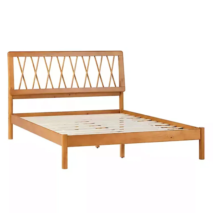 Kirklands Home Caramel Wood Spindle Headboard Queen Bed Brown Discount
