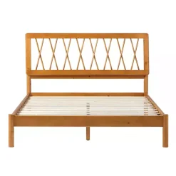 Kirklands Home Caramel Wood Spindle Headboard Queen Bed Brown Discount