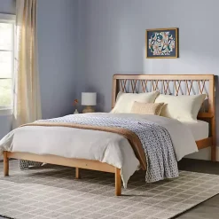 Kirklands Home Caramel Wood Spindle Headboard Queen Bed Brown Discount