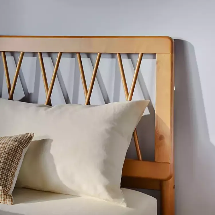 Kirklands Home Caramel Wood Spindle Headboard Queen Bed Brown Discount