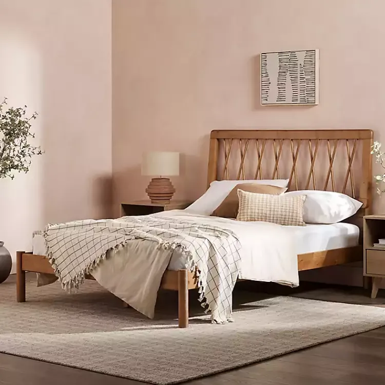Kirklands Home Caramel Wood Spindle Headboard Full Bed Brown