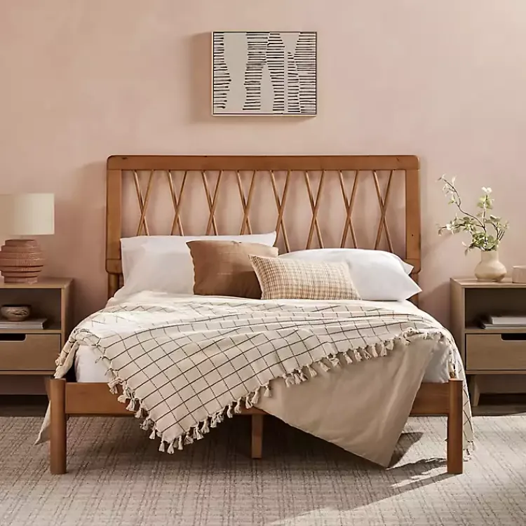 Kirklands Home Caramel Wood Spindle Headboard Full Bed Brown