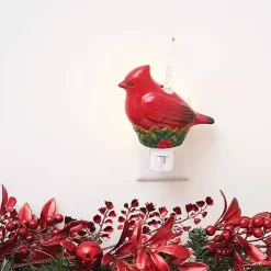 Christmas Decorations>Kirklands Home Cardinal and Holly Nightlight Red