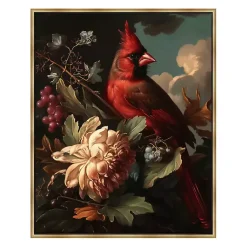 Kirklands Home Cardinal Floral Dutch Framed Canvas Art Print Clearance