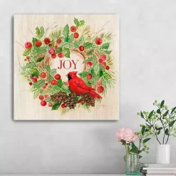 Christmas Art & Wall Decor>Kirklands Home Cardinal Joy Wreath Canvas Art Print