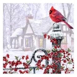 Christmas Art & Wall Decor>Kirklands Home Cardinal on a Gatepost Canvas Art Print