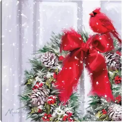 Christmas Art & Wall Decor>Kirklands Home Cardinal Wreath Canvas Art Print