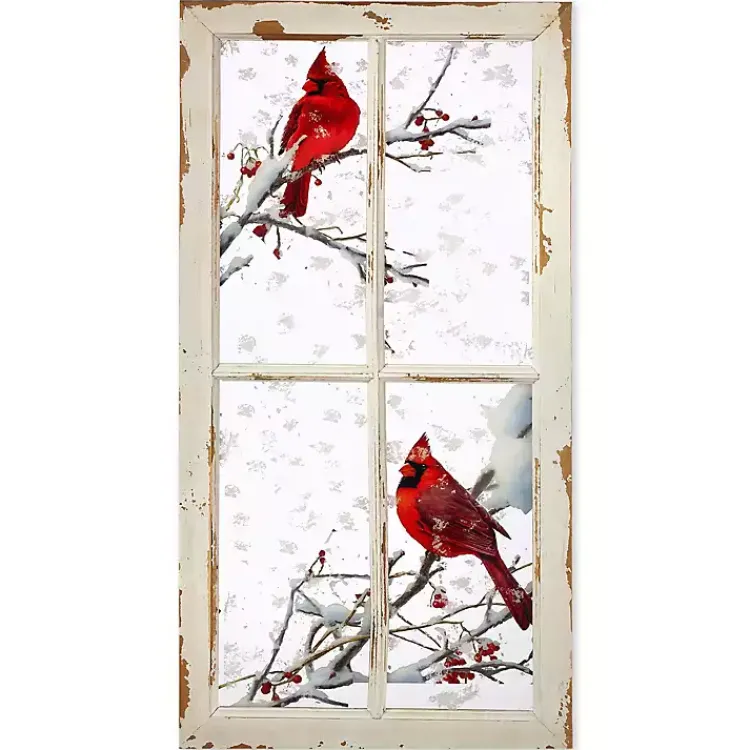 Christmas Art & Wall Decor>Kirklands Home Cardinals on a Branch Window Frame Art Print