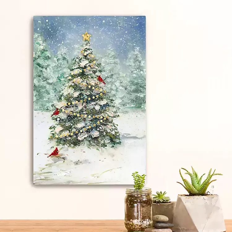 Christmas Art & Wall Decor>Kirklands Home Cardinals on Tree Small Canvas Art Print