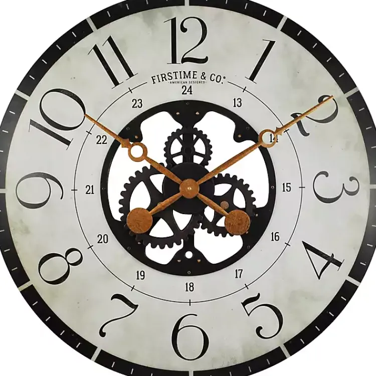 Kirklands Home Carlisle Gears Wooden Wall Clock White