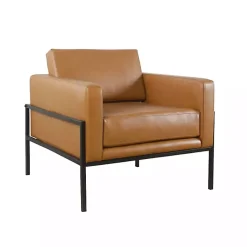 Kirklands Home Carmel Vegan Leather Club Accent Chair Brown Discount