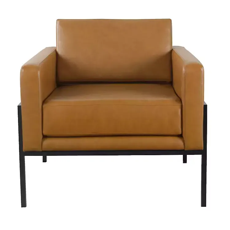Kirklands Home Carmel Vegan Leather Club Accent Chair Brown Discount