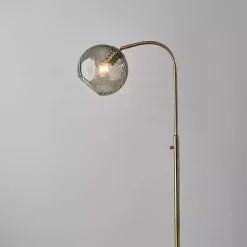 Kirklands Home Carmen Smoked Swirled Glass Floor Lamp Gray Outlet