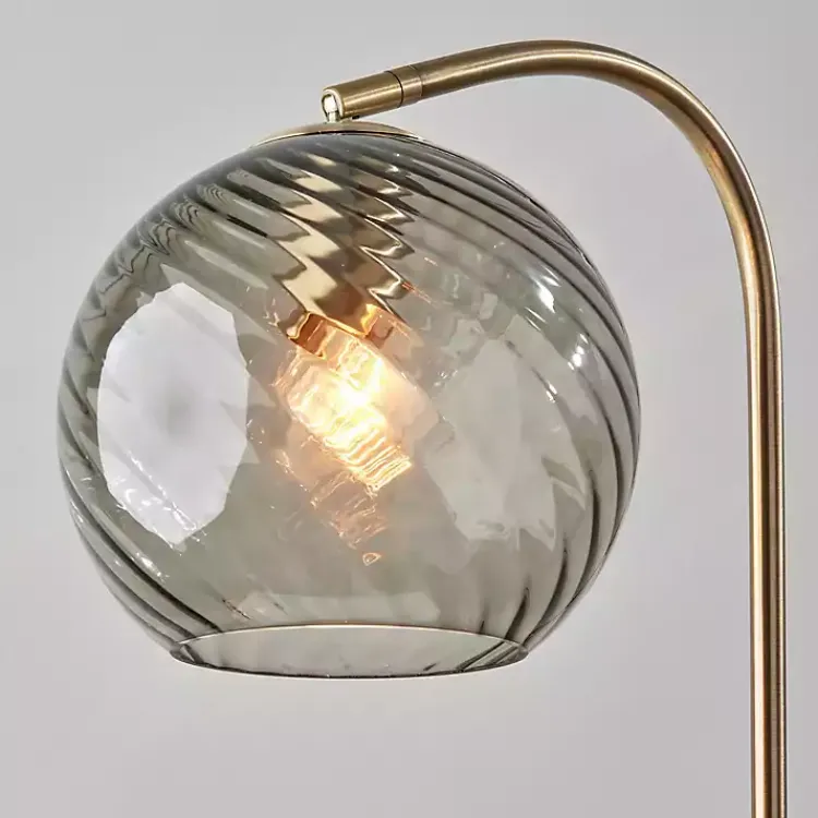 Kirklands Home Carmen Smoked Swirled Glass Floor Lamp Gray Outlet