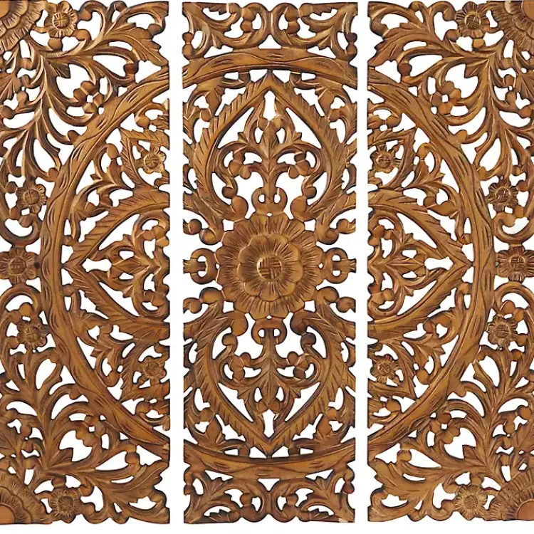 Kirklands Home Carved Mahogany 3-pc. Triptych Wall Panels Gold Online