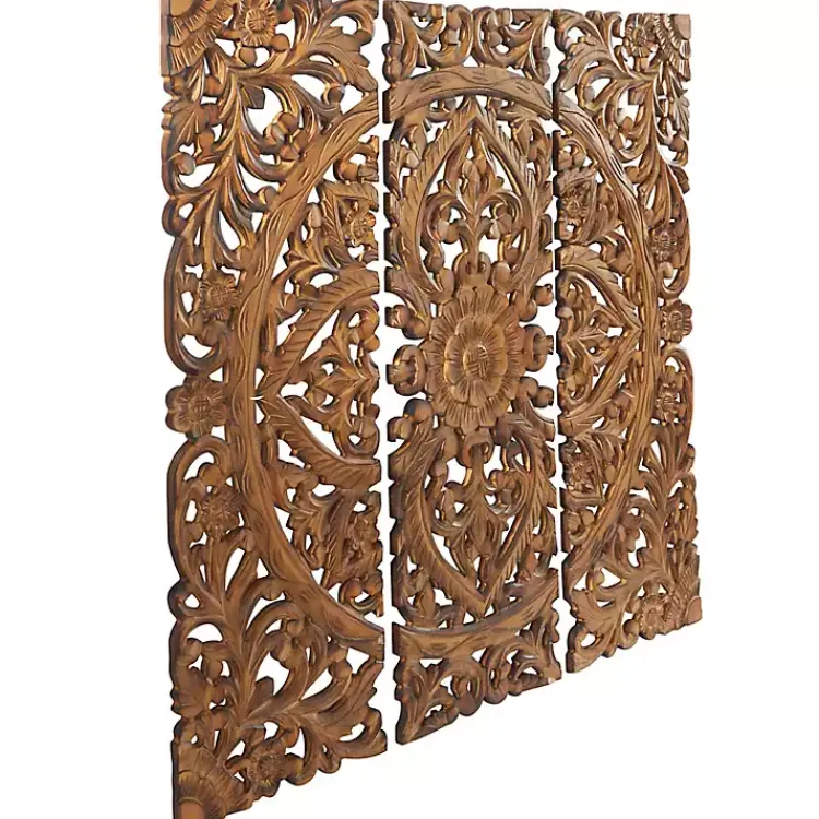 Kirklands Home Carved Mahogany 3-pc. Triptych Wall Panels Gold Online