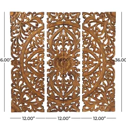 Kirklands Home Carved Mahogany 3-pc. Triptych Wall Panels Gold Online