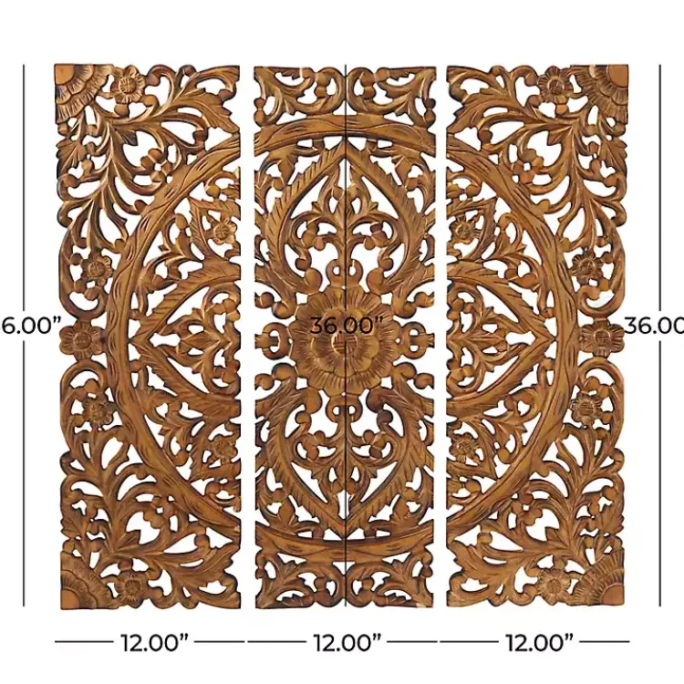 Kirklands Home Carved Mahogany 3-pc. Triptych Wall Panels Gold Online
