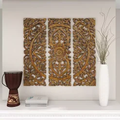 Kirklands Home Carved Mahogany 3-pc. Triptych Wall Panels Gold Online