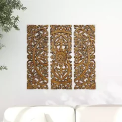 Kirklands Home Carved Mahogany 3-pc. Triptych Wall Panels Gold Online