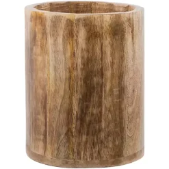 Kirklands Home Carved Mango Wood Utensil Crock Brown Clearance