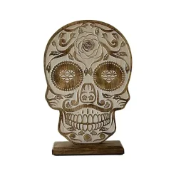 Halloween>Kirklands Home Carved Wooden Skull Statue