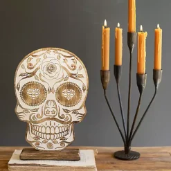Halloween>Kirklands Home Carved Wooden Skull Statue
