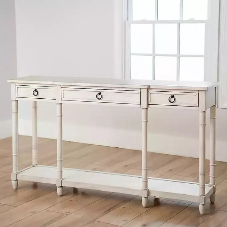 Kirklands Home Casey Cream 3-Drawer Console Table Ivory Clearance