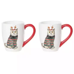Christmas Dining & Entertaining>Kirklands Home Cat Christmas Sweater Mugs, Set of 2