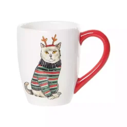 Christmas Dining & Entertaining>Kirklands Home Cat Christmas Sweater Mugs, Set of 2
