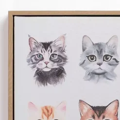 Kirklands Home Cat Portraits Framed Canvas Art Print Outlet