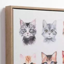 Kirklands Home Cat Portraits Framed Canvas Art Print Outlet
