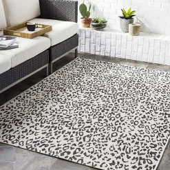 Kirklands Home Cauli Leopard Print Outdoor Rug, 4x5 Black Sale