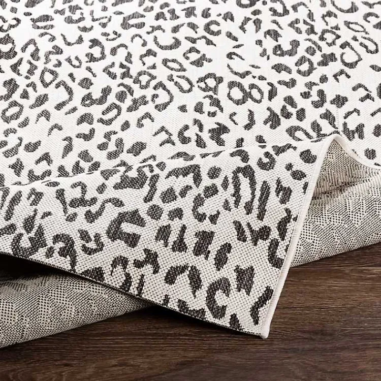 Kirklands Home Cauli Leopard Print Outdoor Rug, 7x10 Black Clearance