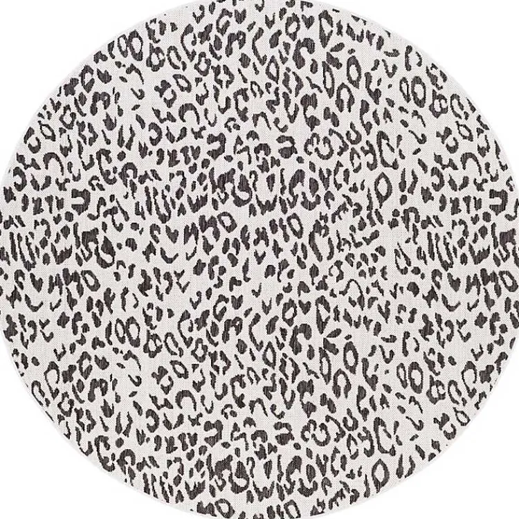Kirklands Home Cauli Leopard Print Round Outdoor Rug, 6 ft. Black Best