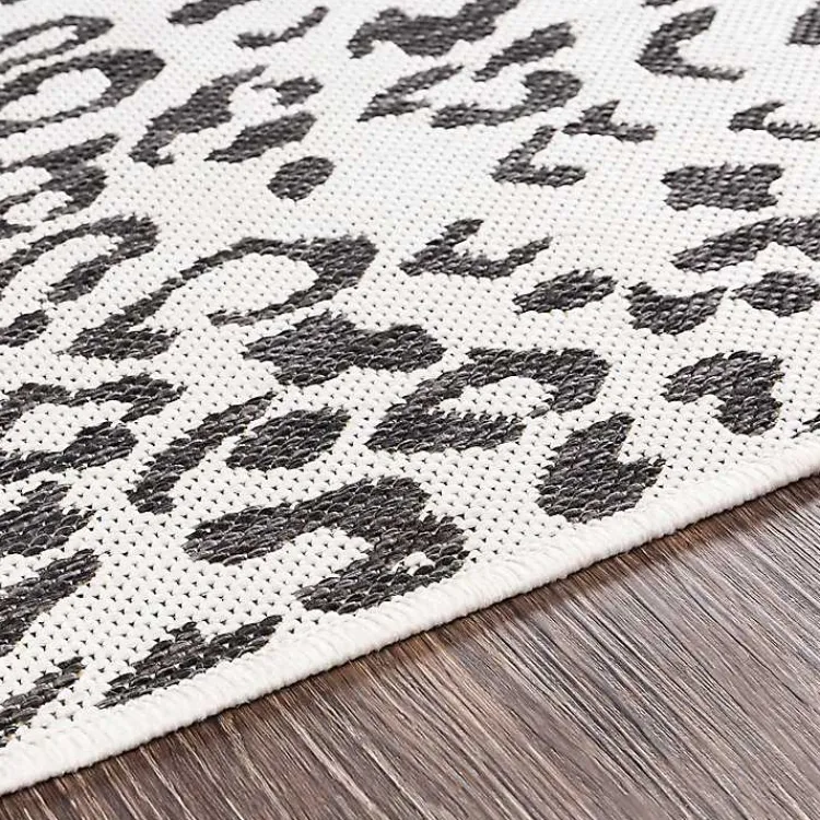 Kirklands Home Cauli Leopard Print Round Outdoor Rug, 6 ft. Black Best