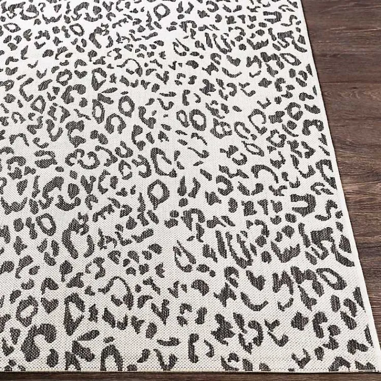 Kirklands Home Cauli Leopard Print Outdoor Rug, 6x6 Black Outlet