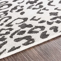 Kirklands Home Cauli Leopard Print Outdoor Rug, 6x6 Black Outlet