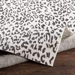 Kirklands Home Cauli Leopard Print Outdoor Rug, 7x7 Black Discount